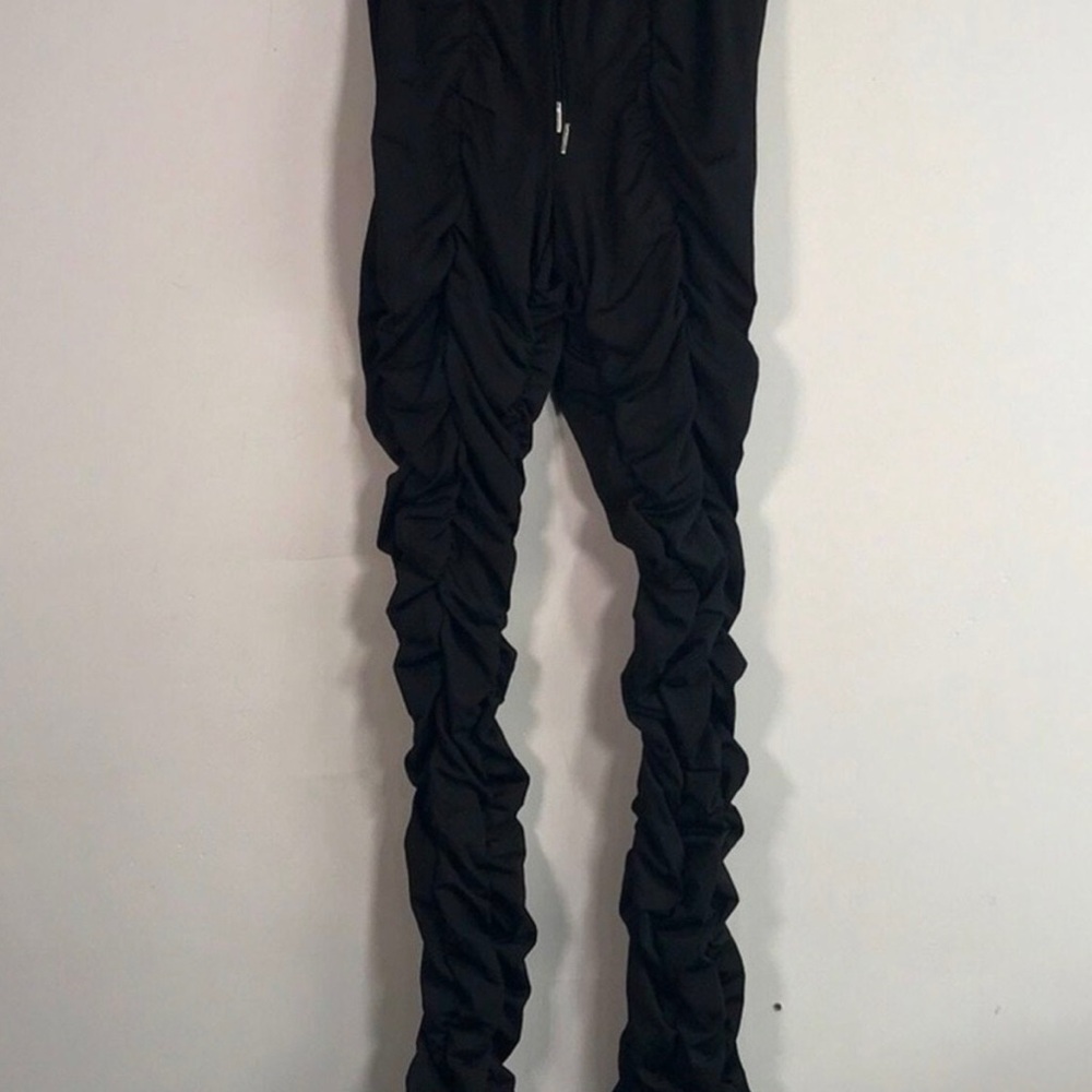 Fashion Nova Black Ruched Jumpsuit Pants